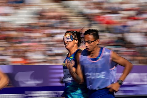 2024 Paris Paralympics: Camila Muller, of Brasil, left, competes at Women's 1500 -T11 